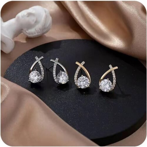 925 Sterling Silver Diamond Stud Earrings for Women