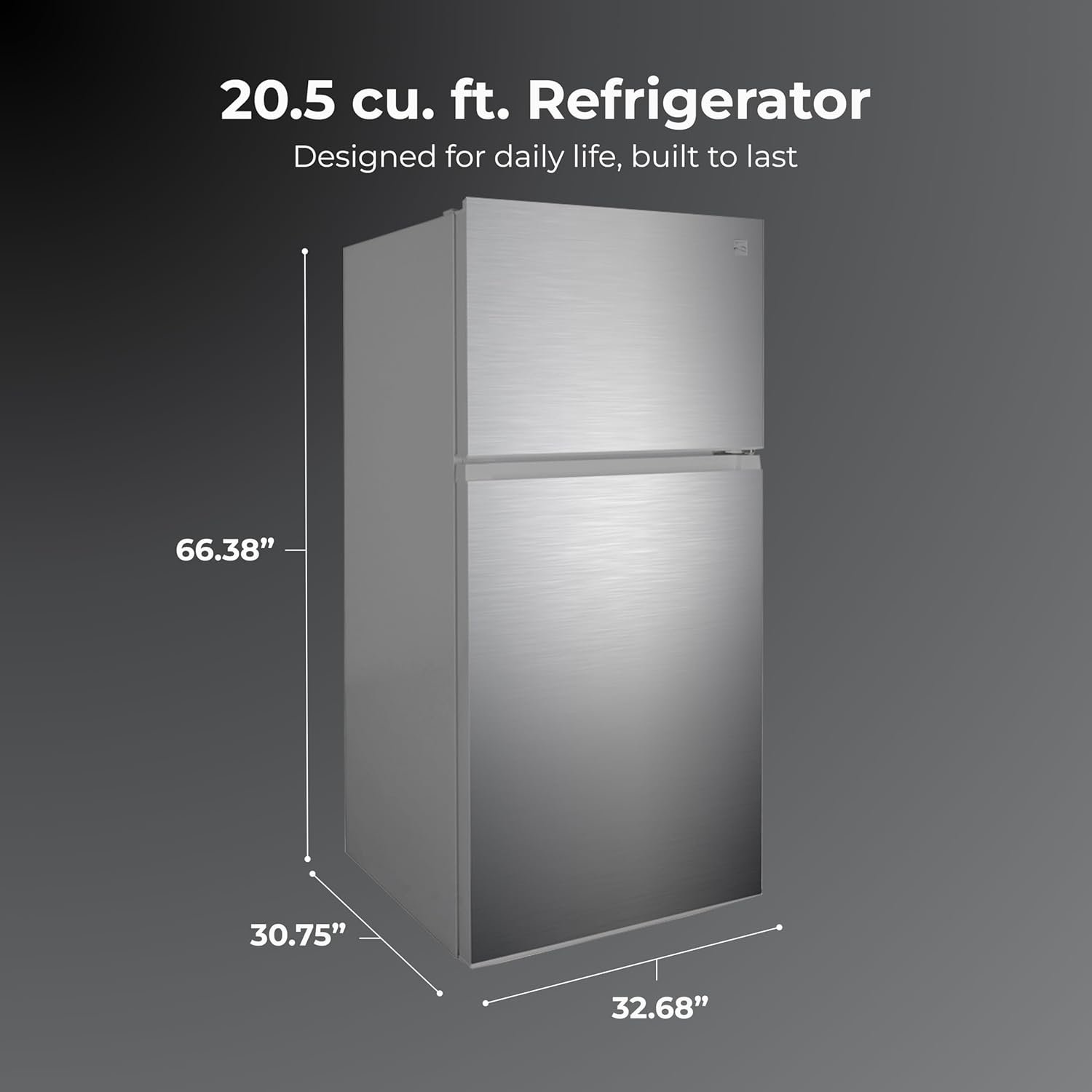 Kenmore 33 in. 20.5 cu. ft. Capacity Refrigerator/Freezer with Full-Width Adjustable Glass Shelving, Humidity Control Crispers, ENERGY STAR Certified, Fingerprint Resistant Stainless Steel - Image 2