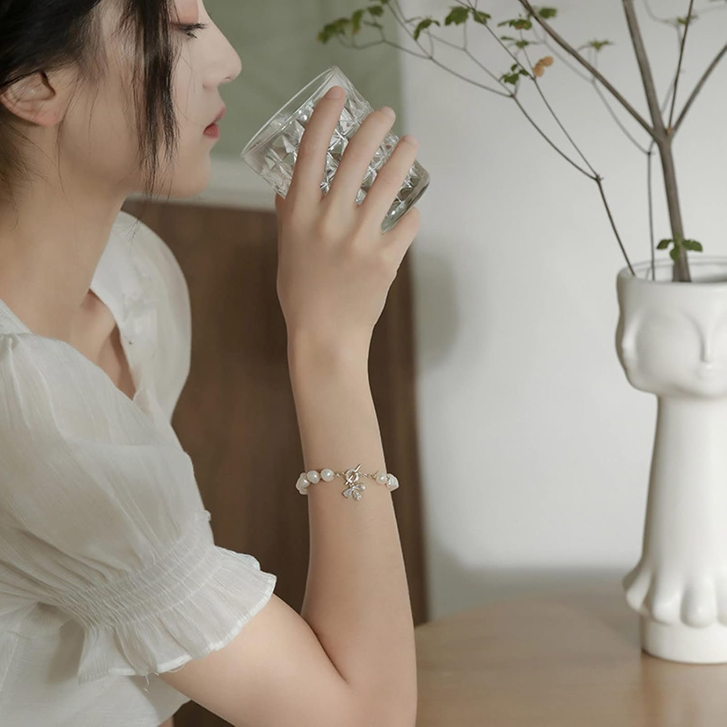 Pearl Bracelets for Women,Freshwater Pearls Crystal Bracelet Boho Bracelets Bead Bracelet Gifts Women Bracelets - Image 4