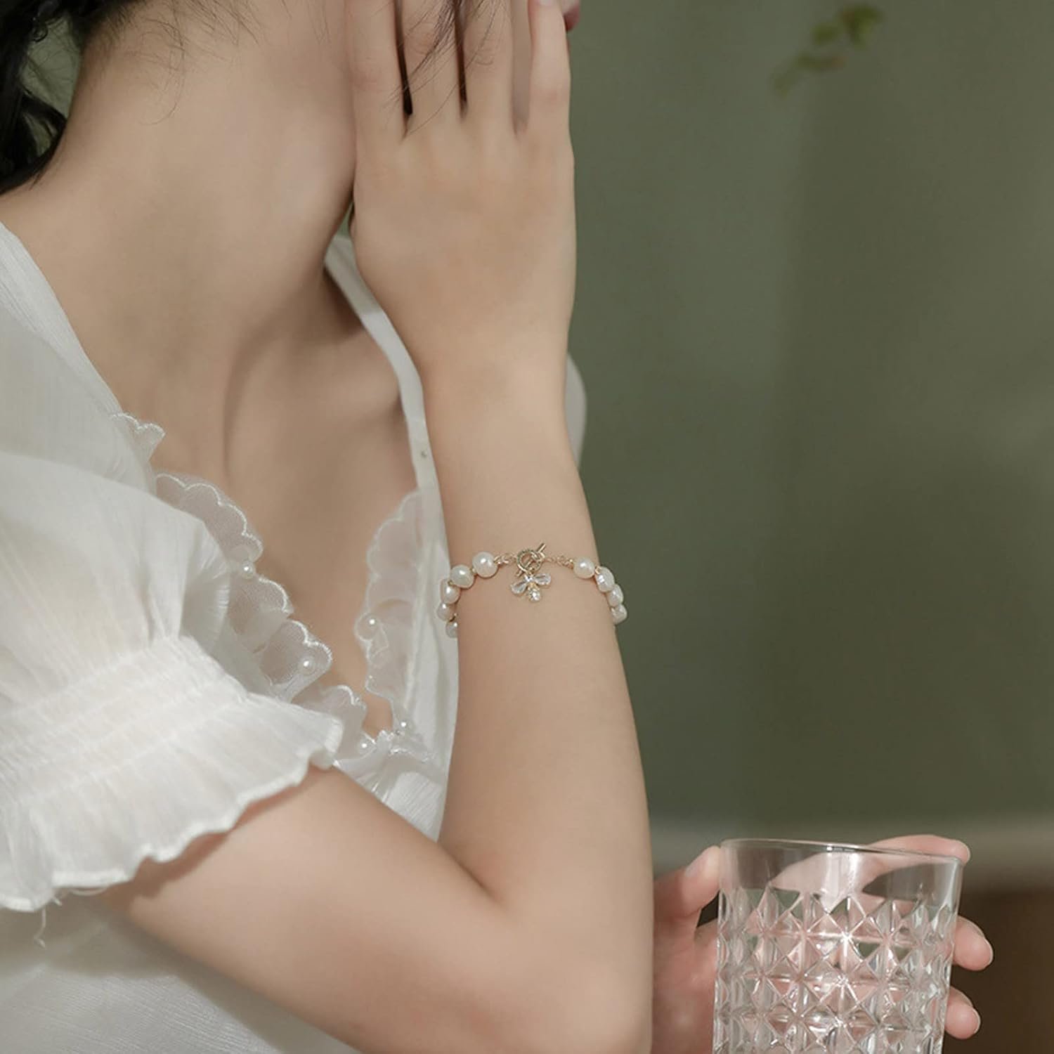 Pearl Bracelets for Women,Freshwater Pearls Crystal Bracelet Boho Bracelets Bead Bracelet Gifts Women Bracelets - Image 2