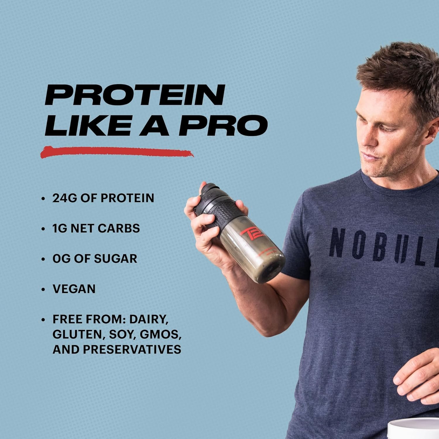 TB12 Plant Based Protein Powder by Tom Brady, 24g of Vegan Pea Protein, Low Sugar, Low Carb, Non-GMO, Meal Replacement, Keto Friendly, Paleo, Sugar Free, Cookies and Cream Flavor (30 Servings) - Image 3