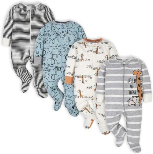 Gerber baby-boys 4 Pack Sleep ‘N Play Footie