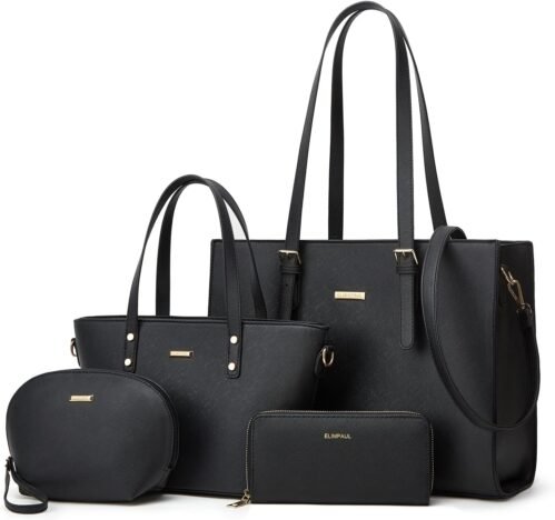 Women Fashion Synthetic Leather Handbags Tote Bag Shoulder Bag Top Handle Satchel Purse Set