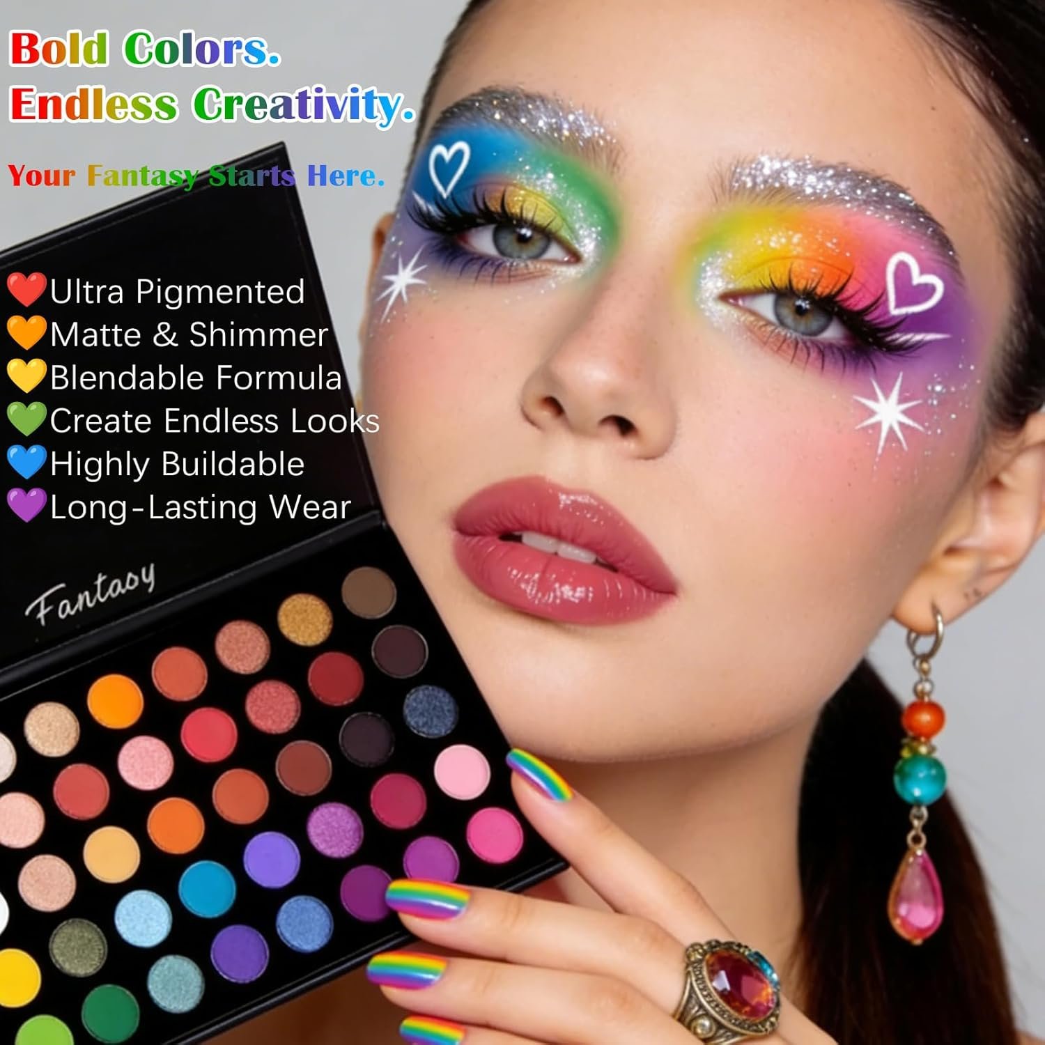 UCANBE Highly Pigmented Eye Makeup Palette, Matte Shimmer Metallic Eyeshadow Pallet Long Lasting Blendable Natural Colors Make Up Eye Shadows Cosmetics Gift Kit - Image 4