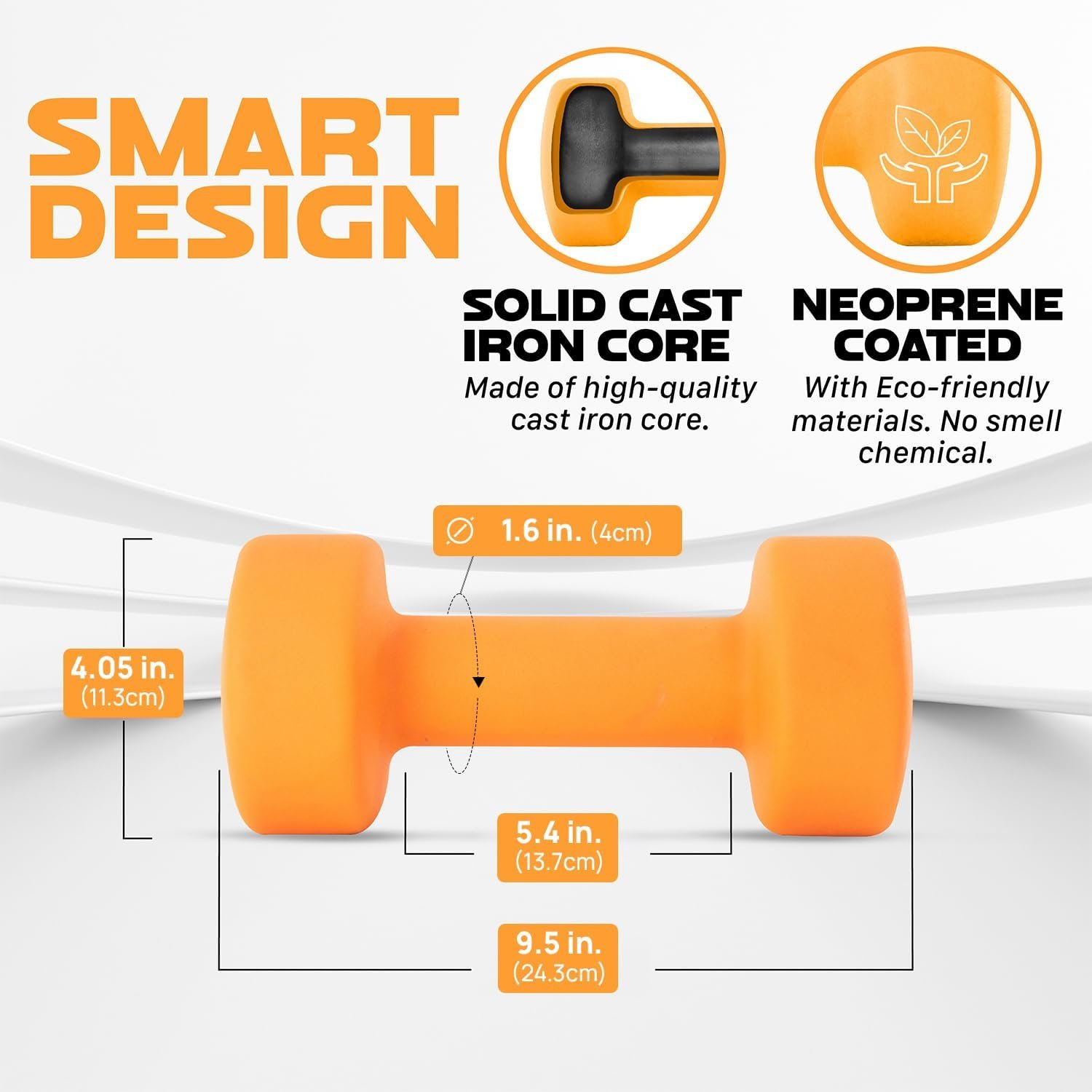 Yes4All Neoprene Coated Dumbbell Hand Weight Sets of 2 - Multiple Weight Options with 15 Colors, Anti-roll, Anti-Slip, Hexagon Shape - Image 2