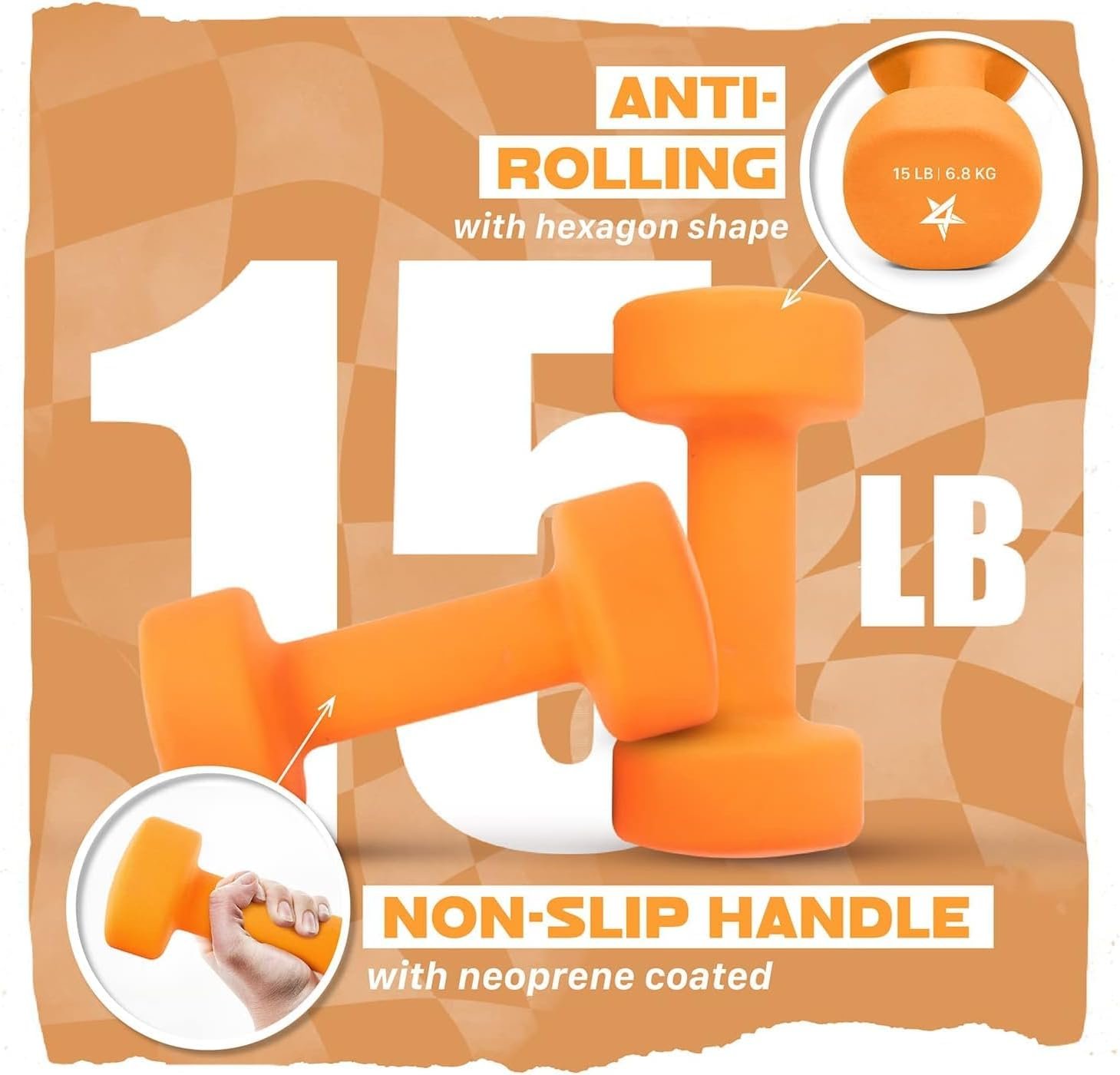 Yes4All Neoprene Coated Dumbbell Hand Weight Sets of 2 - Multiple Weight Options with 15 Colors, Anti-roll, Anti-Slip, Hexagon Shape - Image 3