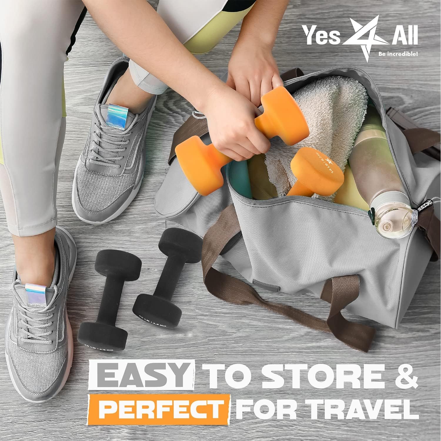 Yes4All Neoprene Coated Dumbbell Hand Weight Sets of 2 - Multiple Weight Options with 15 Colors, Anti-roll, Anti-Slip, Hexagon Shape - Image 5