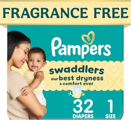 Swaddlers Diapers, Size 1 (8-14 lbs), 32 Count, Fragrance Free, Hypoallergenic, Absorbent, Pediatrician Recommended, Skin Safe